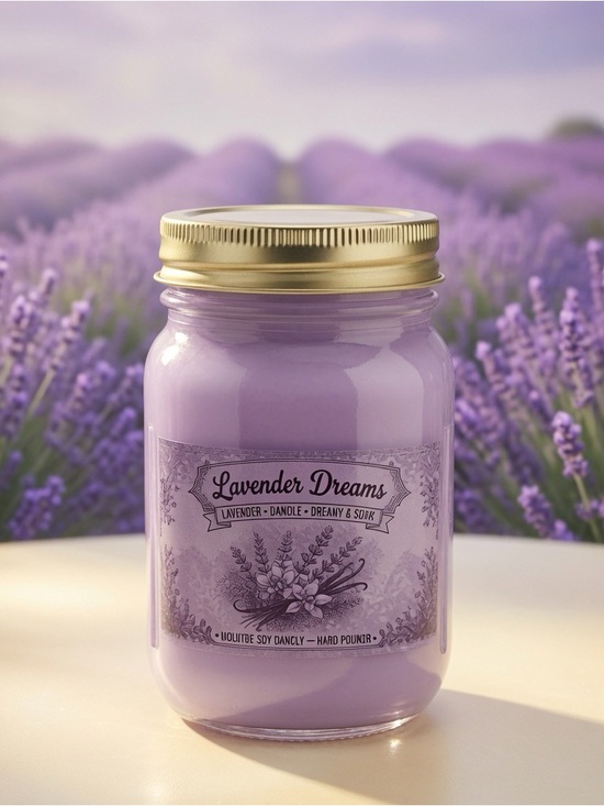 Hand Crafted Other - 16oz Lavender Dreams Candle | Lavender Vanilla Scented Soy Wax Mason Jar